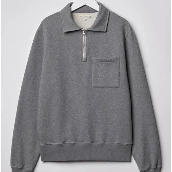 Merz B. Schwanen Other - Men's Quarter-Zip Pocket Sweatshirt - Gray